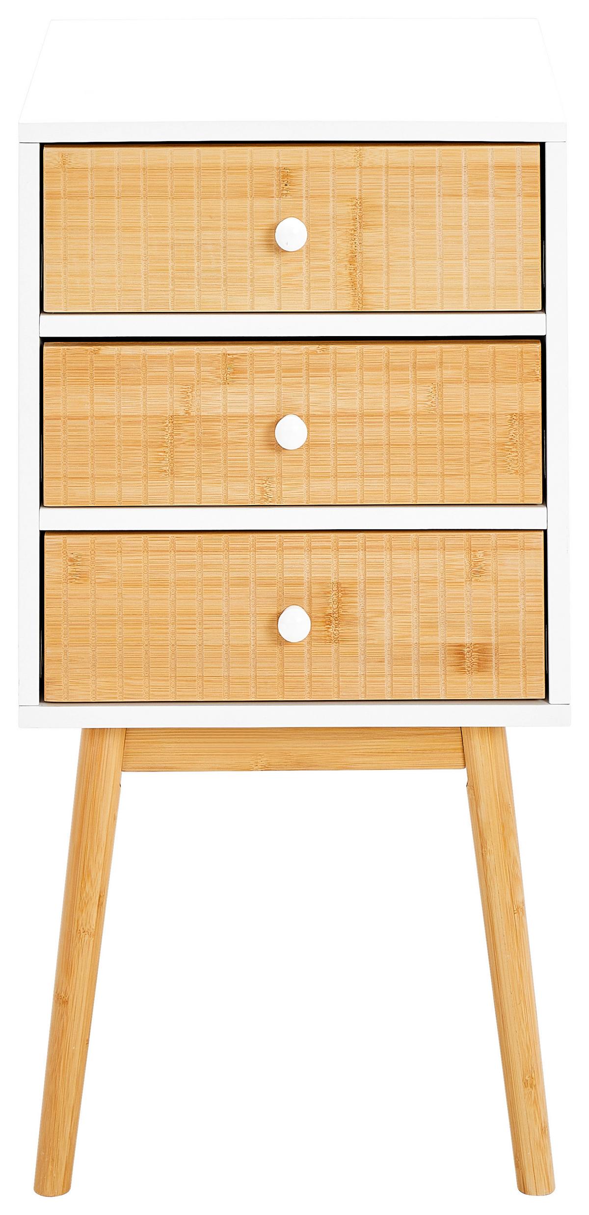 SZAFKA NOCNA BONNIE - kolor naturalny/biały, Design, materiał drewnopochodny/materiały naturalne (40/76/40cm) - Xora