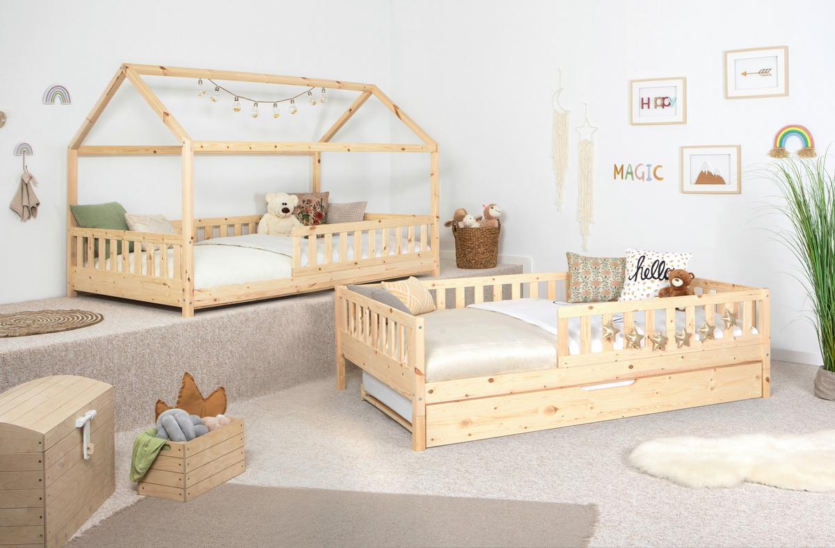 Ausziehbett Duo ca. 90x200 cm Kiefer massiv - Naturfarben, MODERN, Holz/Textil (90/200cm) - MID.YOU