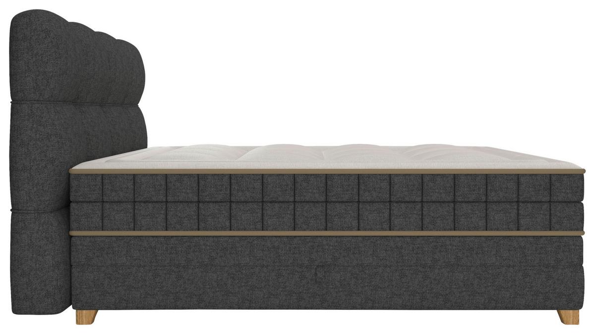 Boxspringbett Bianco Anthrazit ca. 180x200cm - Anthrazit, Konventionell, Holz/Holzwerkstoff (180/200cm) - Premium Living