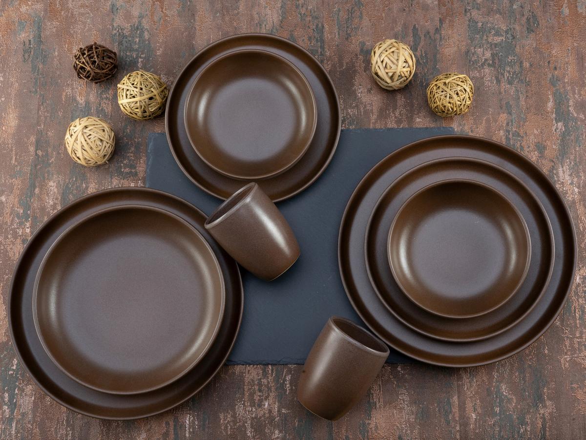 Kombinirani Servis Uno Braun, 16-Delni - rjava, Trend, keramika - Creatable
