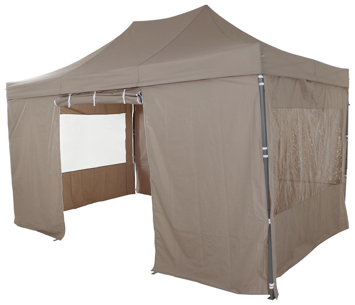 Pavillon L30551 450x300 cm Seitenteilen + UV-beständig - Taupe, KONVENTIONELL, Textil (450/330/300cm) - Siena Garden