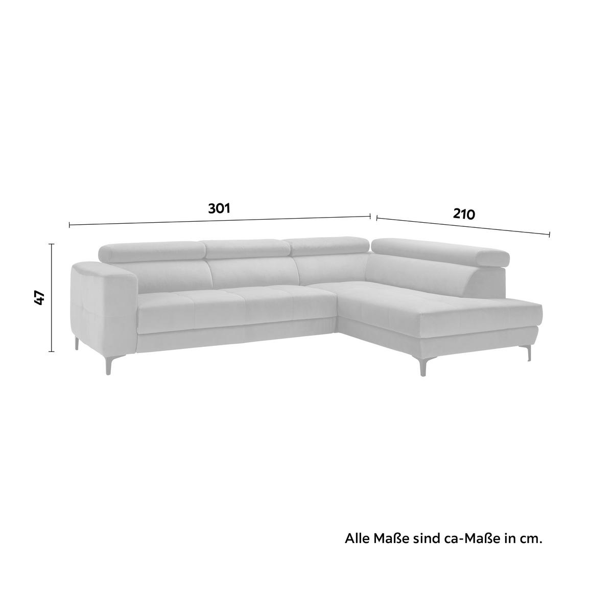 Ecksofa Emma rechts Beige - Beige/Schwarz, MODERN, Textil (301/210cm) - Premium Living