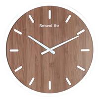 Wanduhr Natural Life in Weiß/Natur - Naturfarben/Weiß, LIFESTYLE, Holzwerkstoff (50cm) - Modern Living