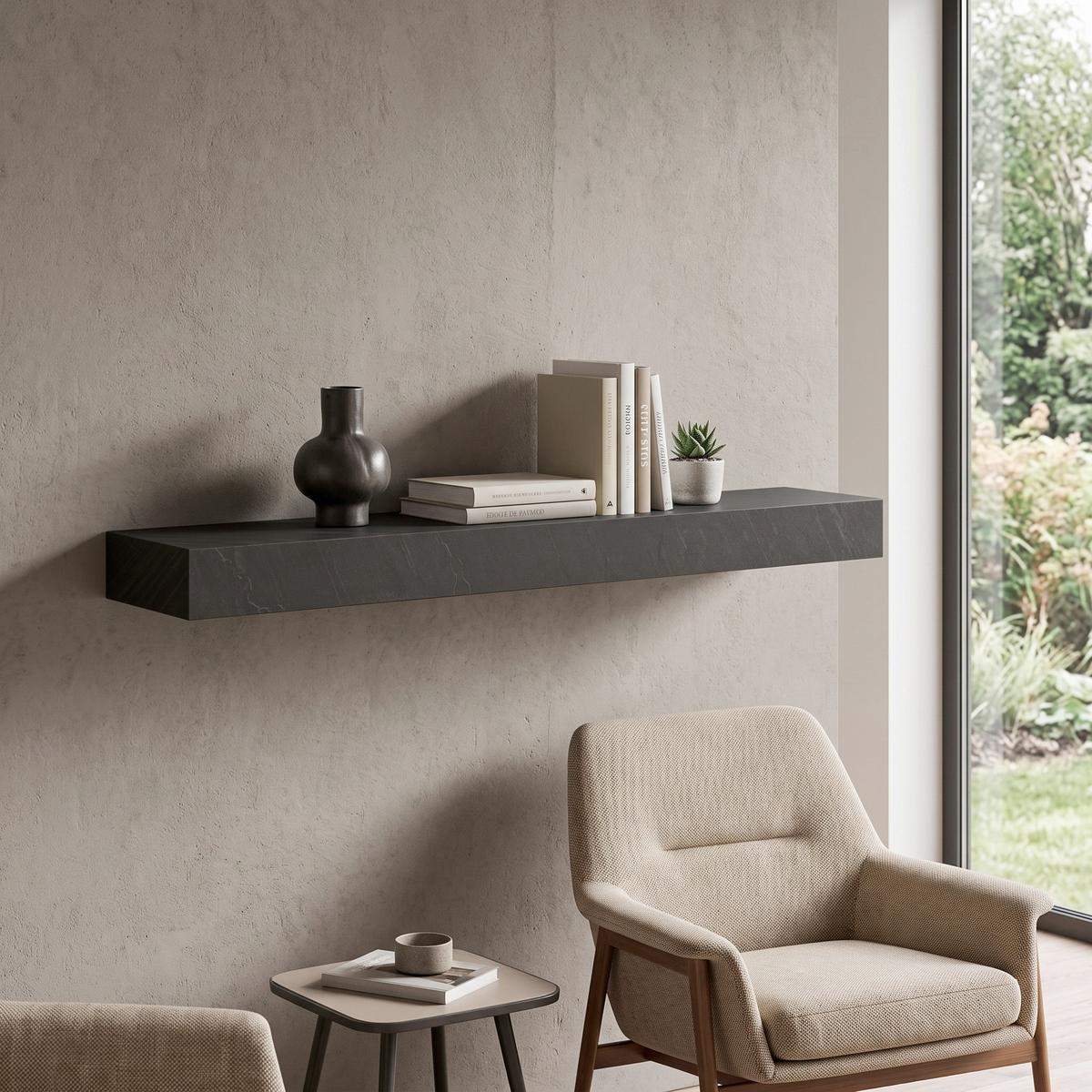 Wandregal Wl6.785 - Anthrazit, Lifestyle, Holz/Holzwerkstoff (120/10/20cm) - MID.YOU