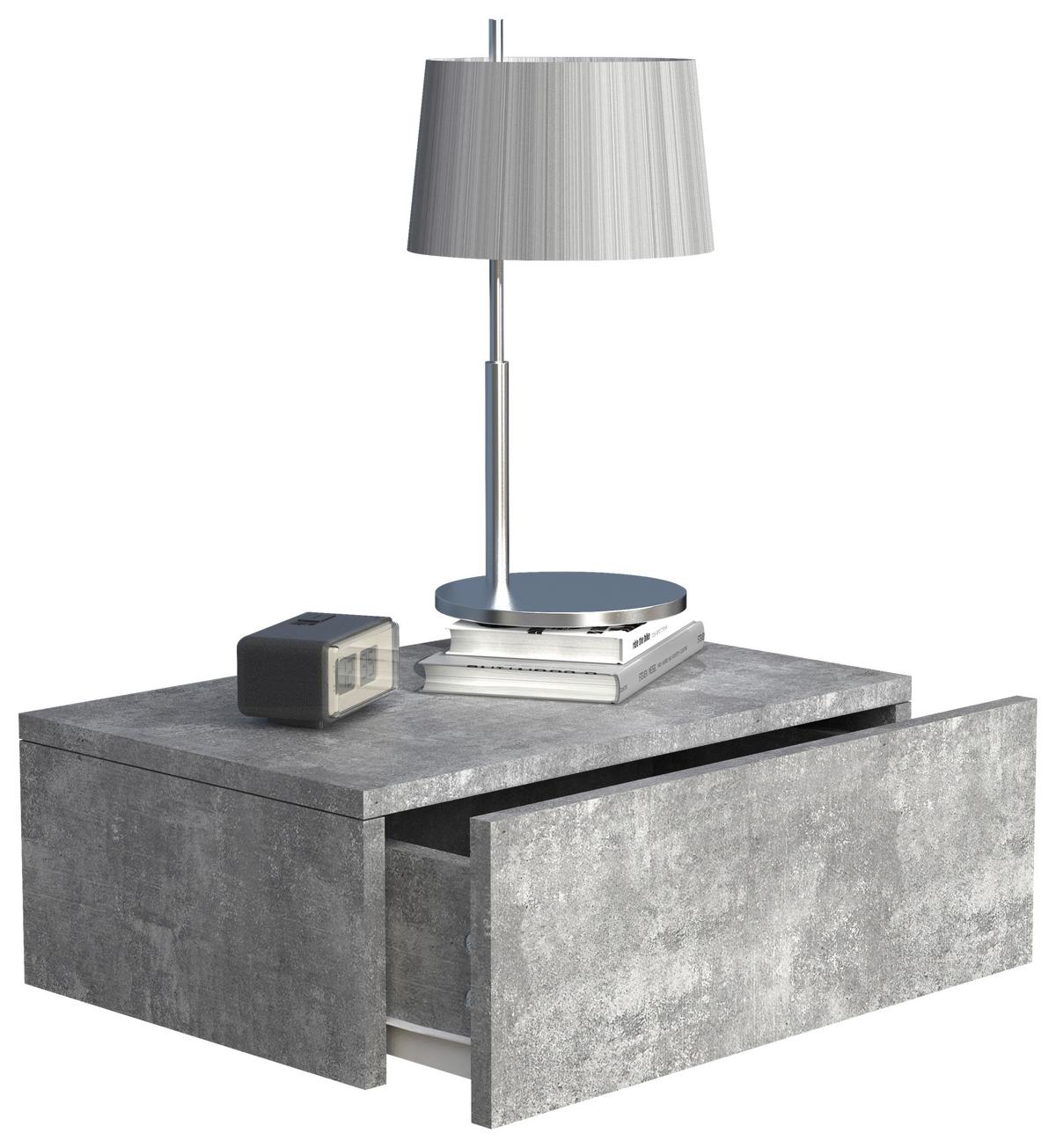 Nočna Omarica Usal M 45, Beton - siva, Moderno, leseni material (45/15/30cm) - MID.YOU