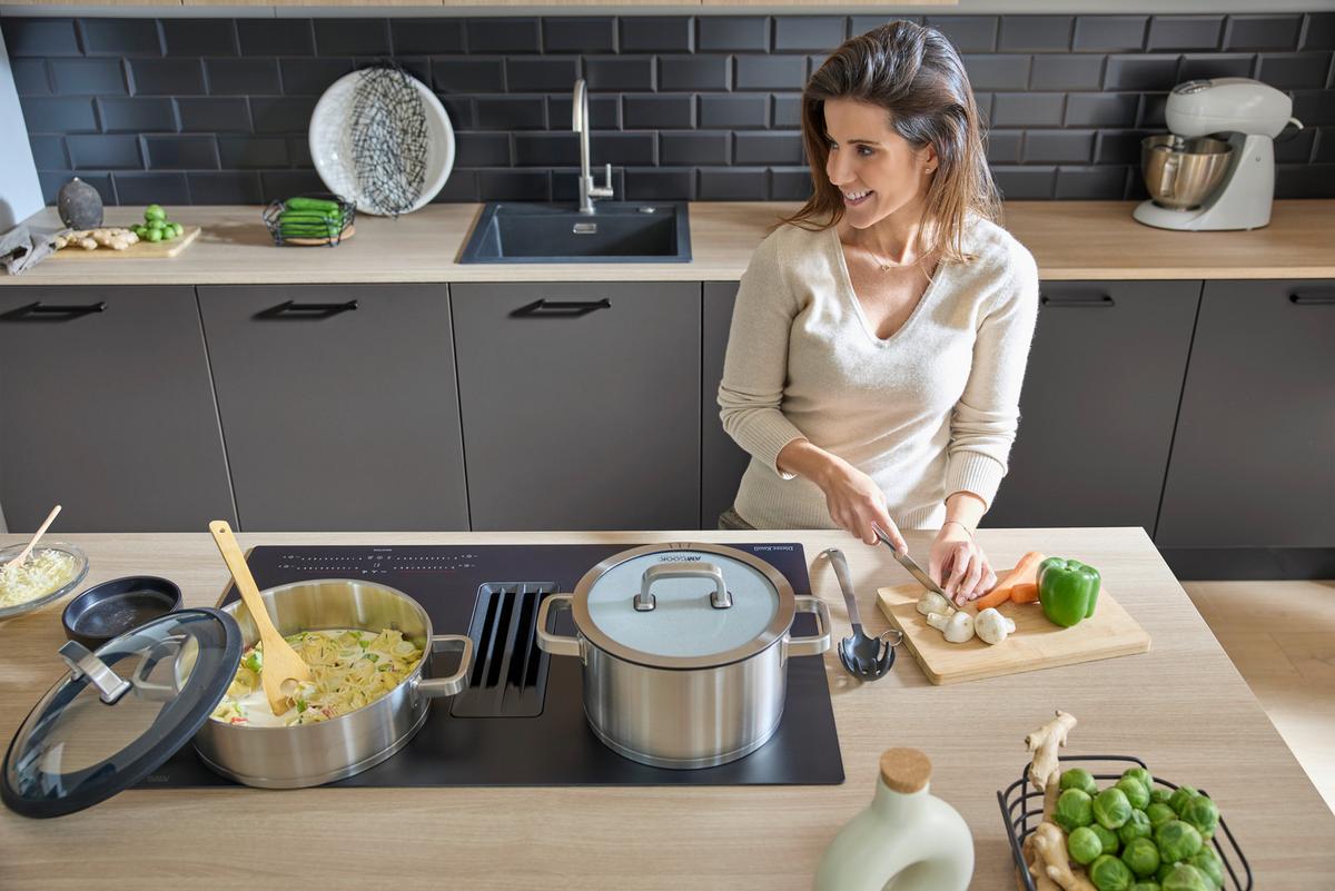 Kochfeld-Dunstabzug-Kombi DKEX8050IM - Schwarz, Basics, Glas/Metall (80/23/51cm) - Dieter Knoll