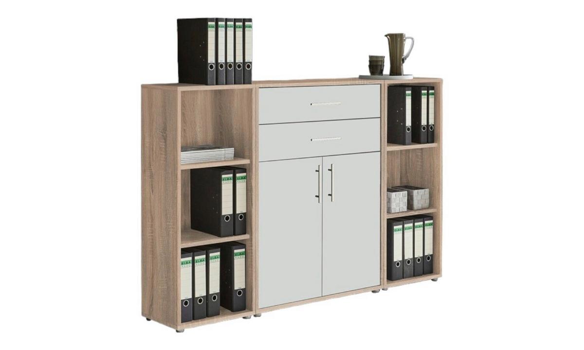 Aktenschrank Office Edition Sw Set 13 Weiß/Sonoma Eiche - Weiß/Sonoma Eiche, MODERN, Holzwerkstoff (172,6/113,6/33cm) - MID.YOU