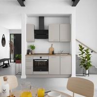 Küchenblock Touch High m. Geräten Grau - Eiche dunkel/Edelstahlfarben, MODERN, Holzwerkstoff/Metall (180cm) - Nobilia