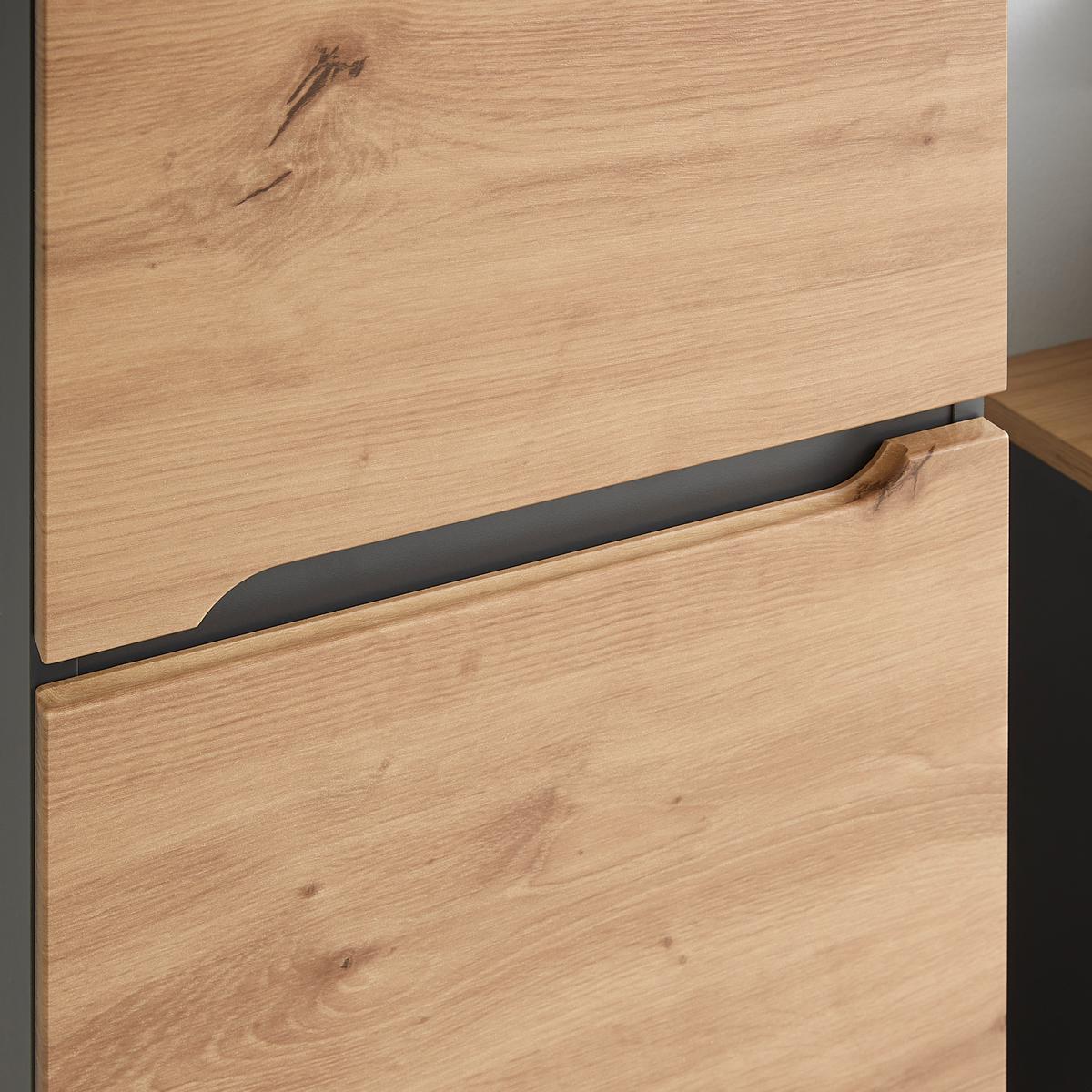 Hochschrank Memphis Artisan Eiche/Grau - Schwarz/Eiche Artisan, Modern, Holzwerkstoff/Kunststoff (40/195/31cm) - Mömax