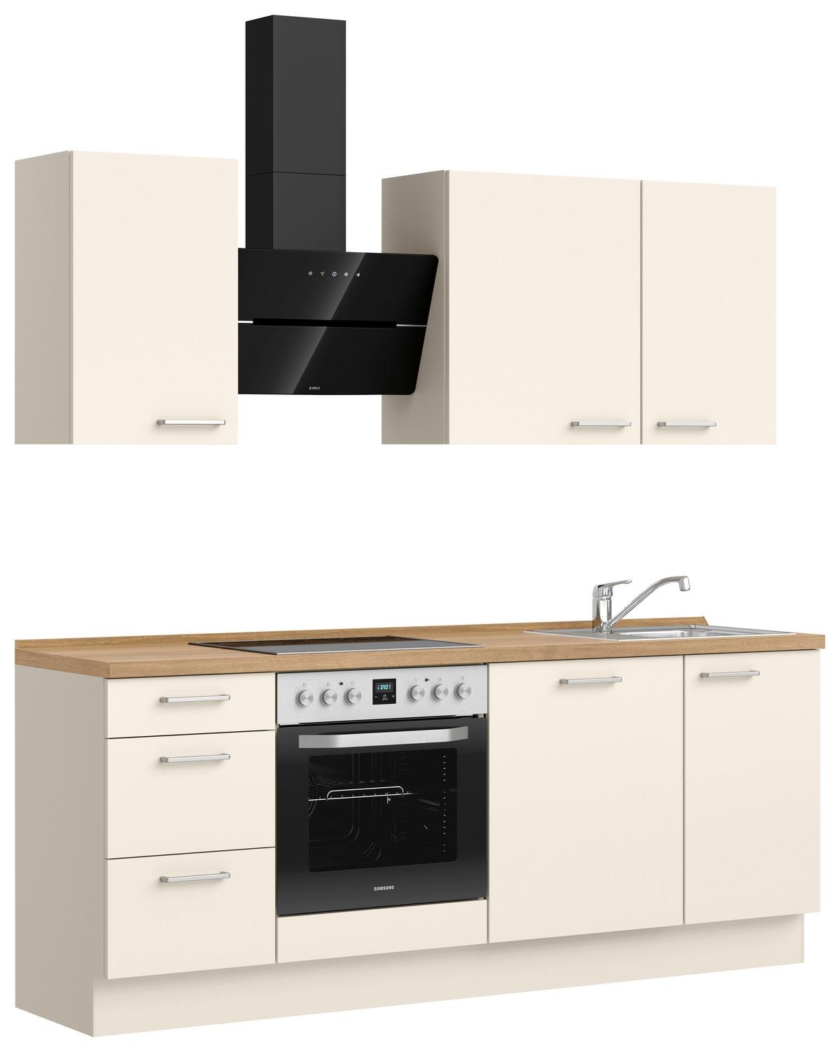 Küchenblock Touch High m. Geräten Magnolie - Edelstahlfarben/Eichefarben, MODERN, Holzwerkstoff/Metall (210cm) - Nobilia