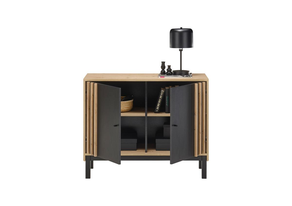 Kommode Volano in Eichefarben/Schwarz - Schwarz/Eiche Artisan, Modern, Holzwerkstoff/Kunststoff (105/84/39cm) - Carryhome