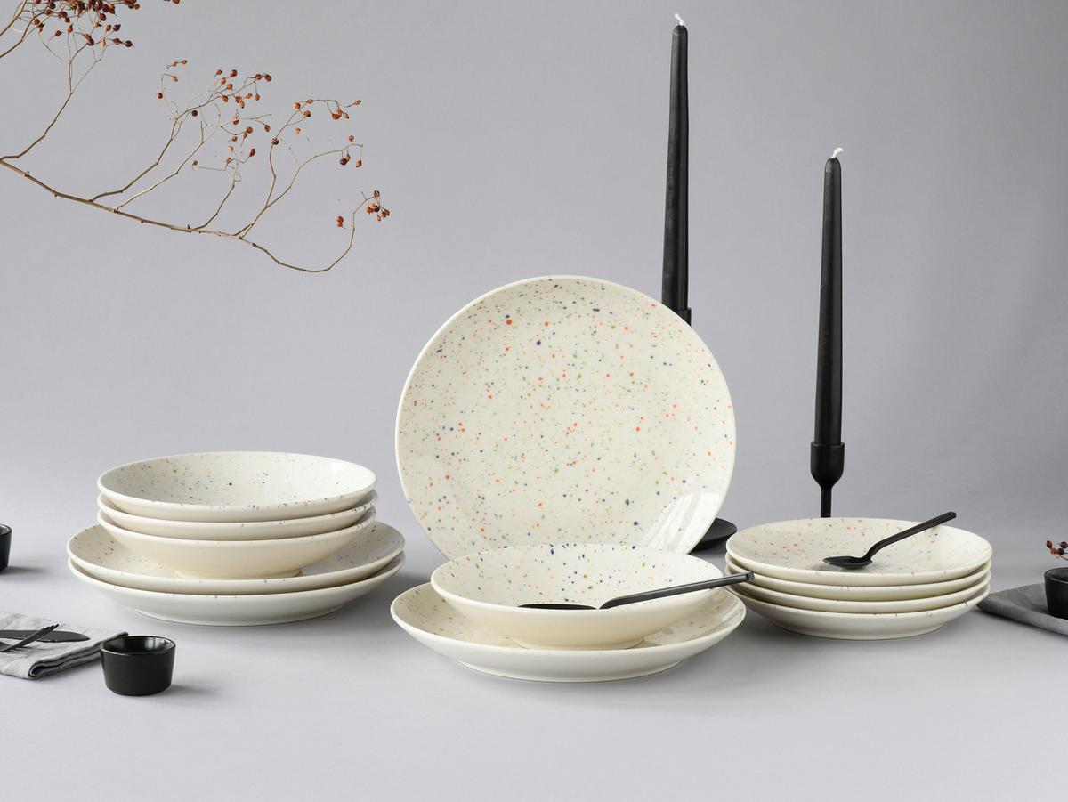 Jedilni Servis Confetti White, 12-Delni - krem barve, Basics, keramika - Creatable