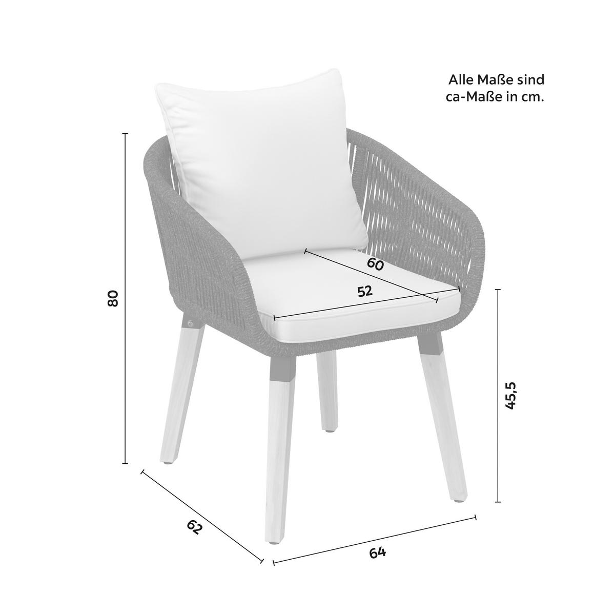 Loungegarnitur Elodie Grau Echtholz/Textil - Greige/Creme, Modern, Holz/Kunststoff - Bessagi Garden
