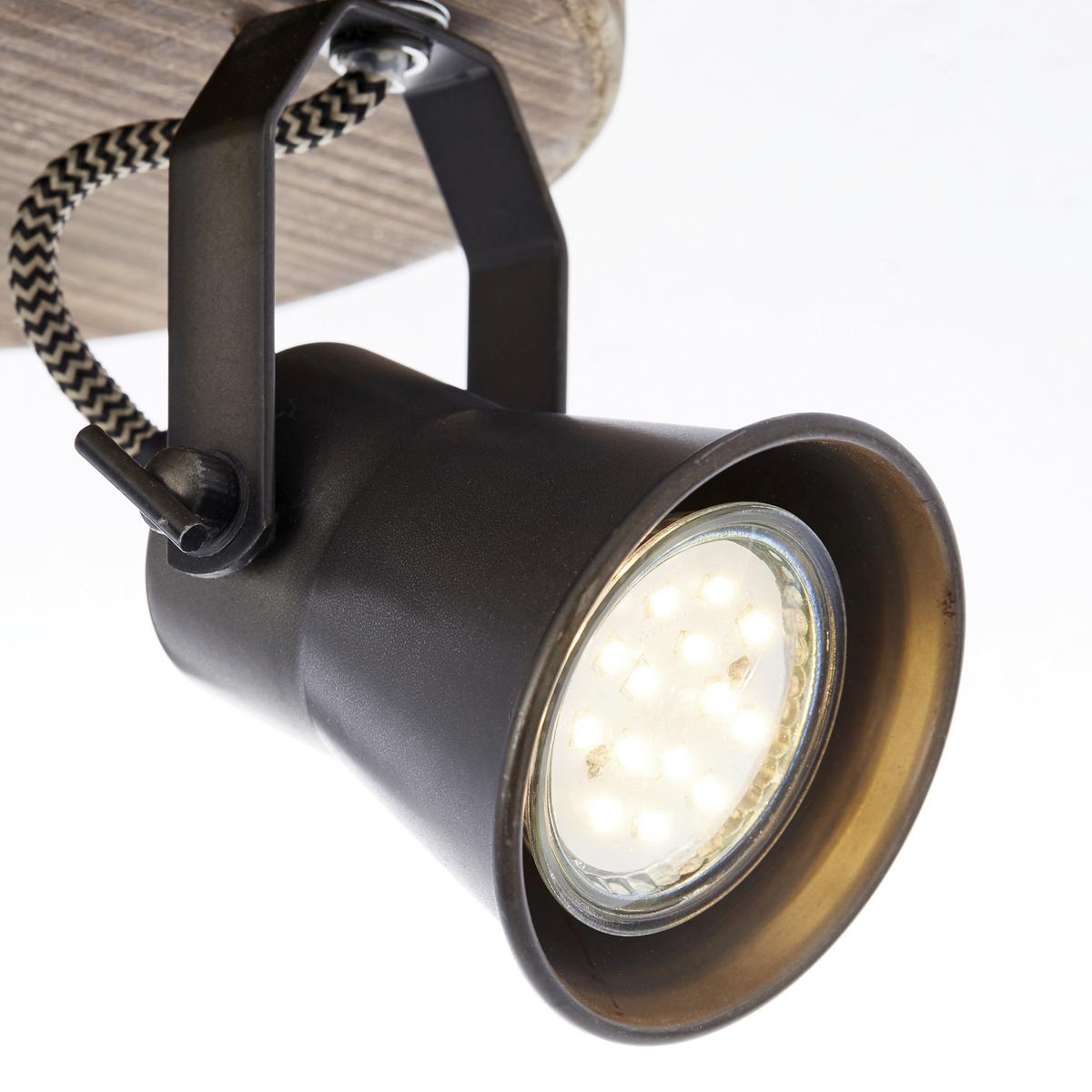 Deckenleuchte Seed Schwarz/Hellbraun max. 5 Watt - Hellbraun/Schwarz, Natur, Holz/Metall (28/13cm) - Brilliant