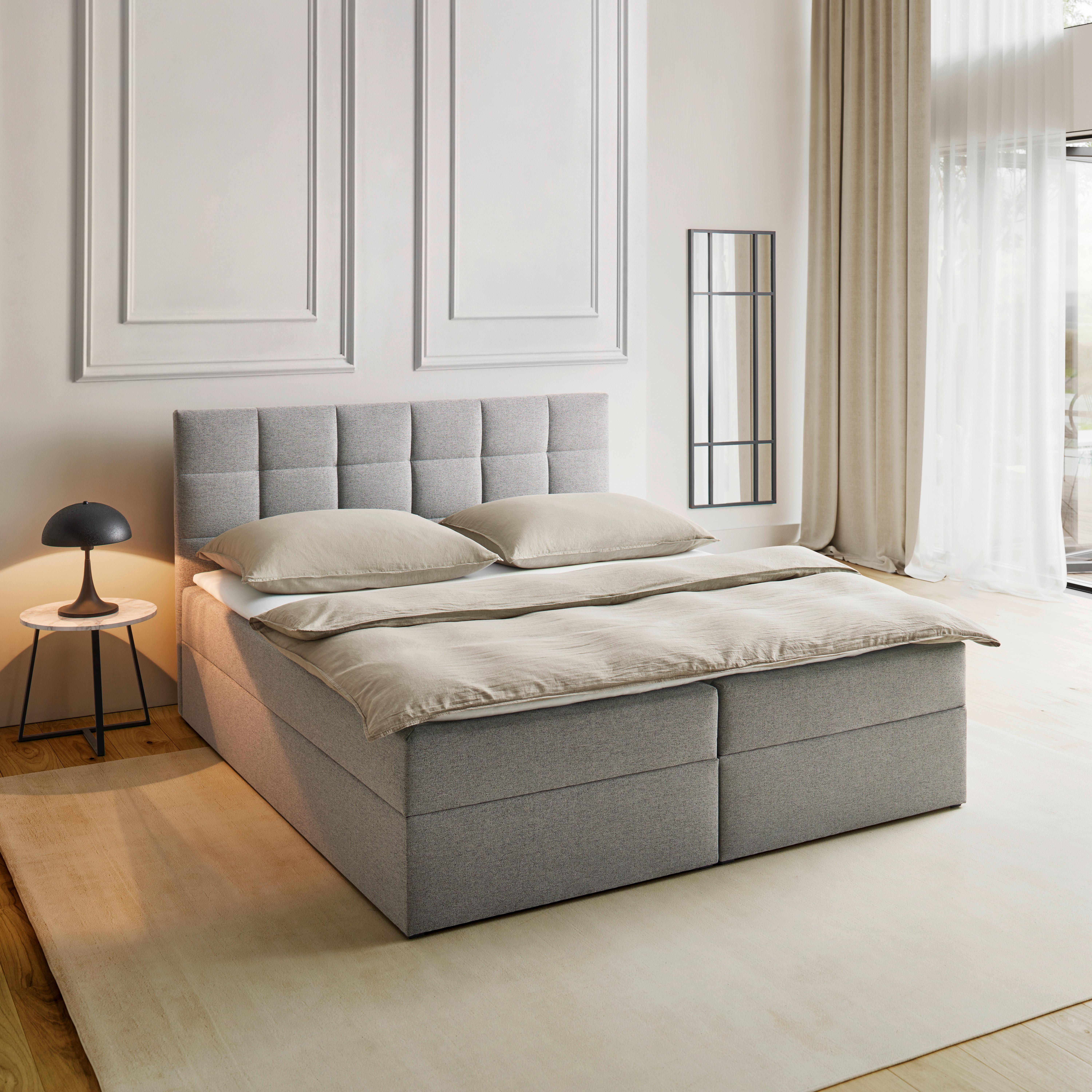 Postelja Boxspring Nicole, Siva, 180x200 - siva/črna, Moderno, umetna masa/tekstil (180/200cm) - Bessagi Home