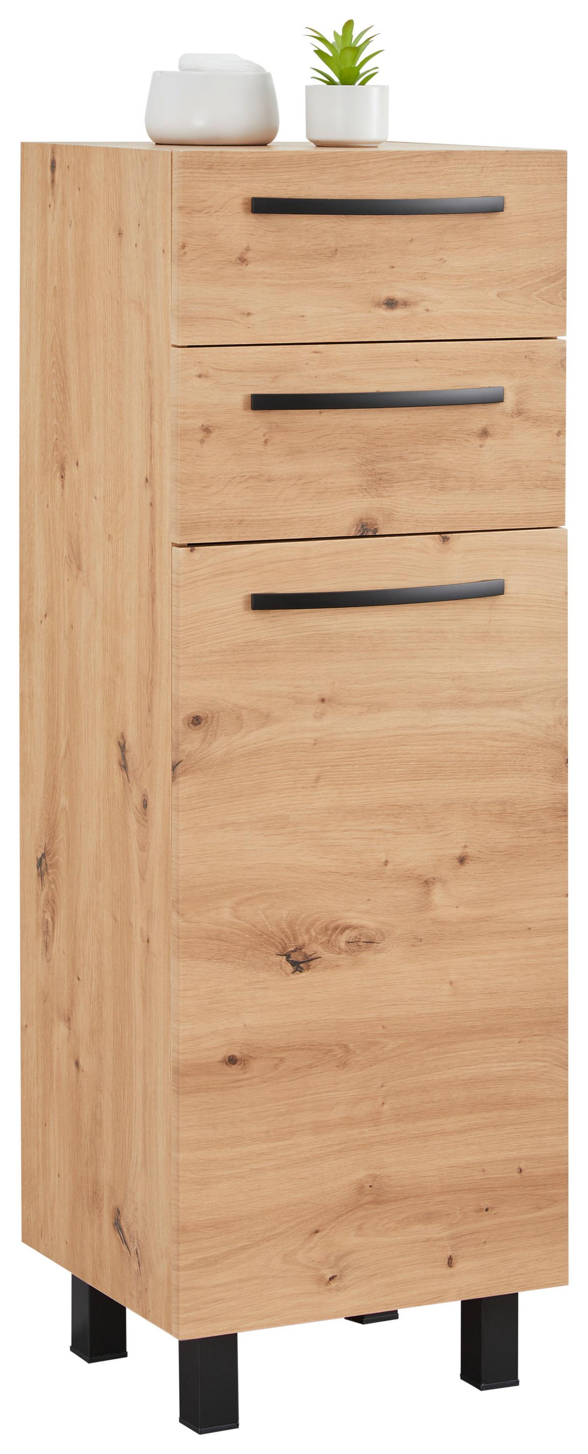 meuble bas in Eiche Artisan - chêne artisan/noir, Modern, métal/matériau de bois (40/118/35cm) - Mömax