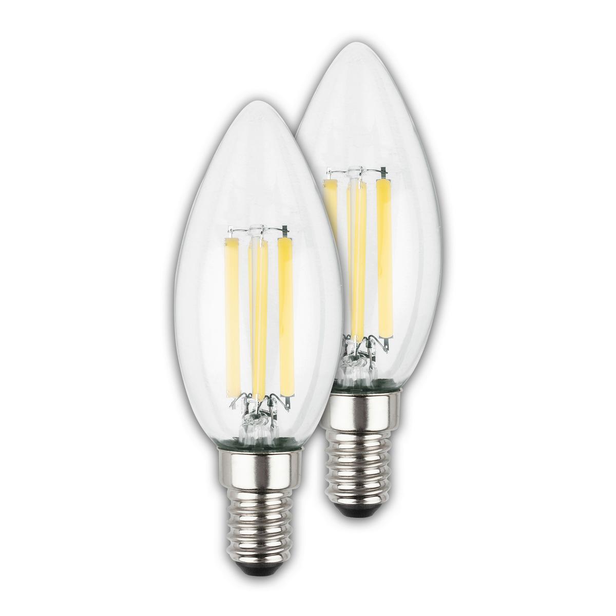 ŻARÓWKA LED 0553004 KERZE 2ER SET - kolor srebrny, Basics, szkło (3.5/9.8cm)