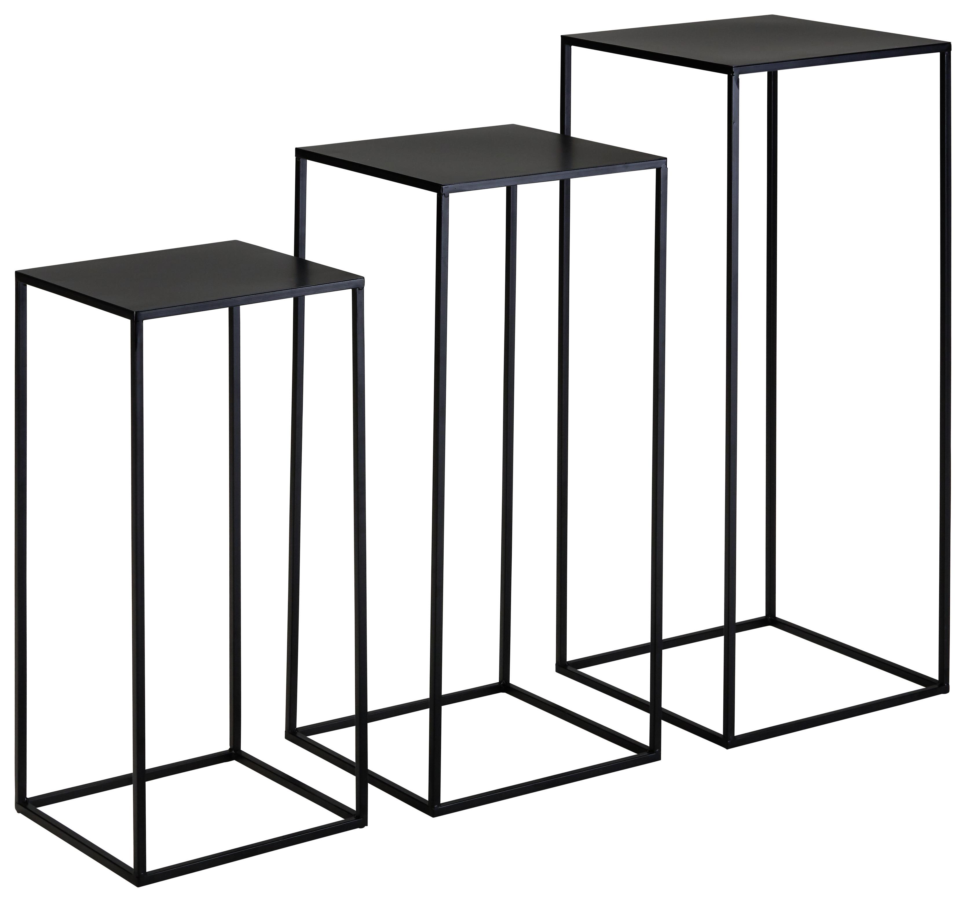 Blumentischset in Schwarz, 3-teilig - Schwarz, MODERN, Metall (33/80/33/30/70/30/27/60/27cm) - Mömax