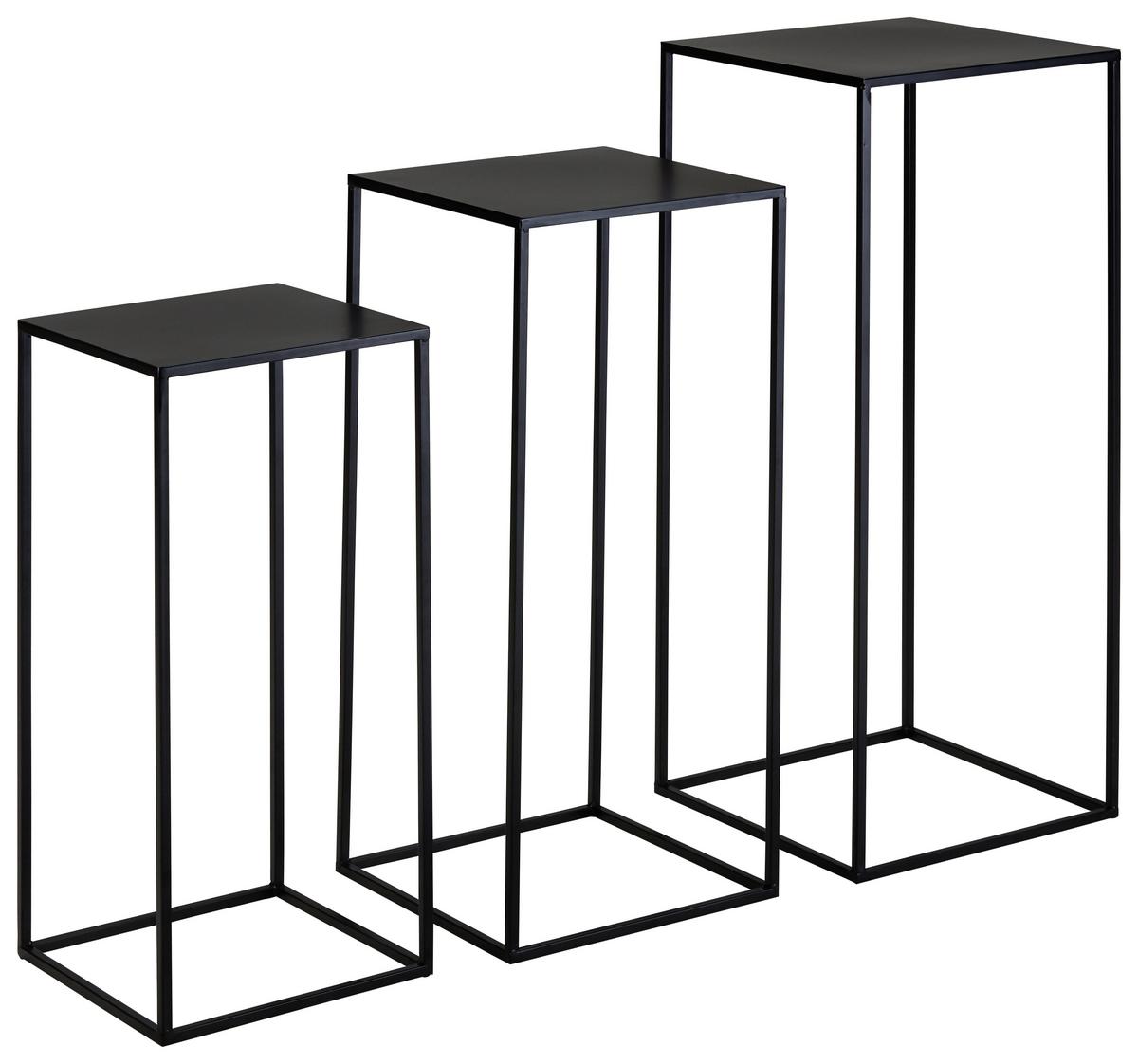 Blumentischset Schwarz, 3-teilig - Schwarz, Modern, Metall (33/80/33/30/70/30/27/60/27cm) - Mömax