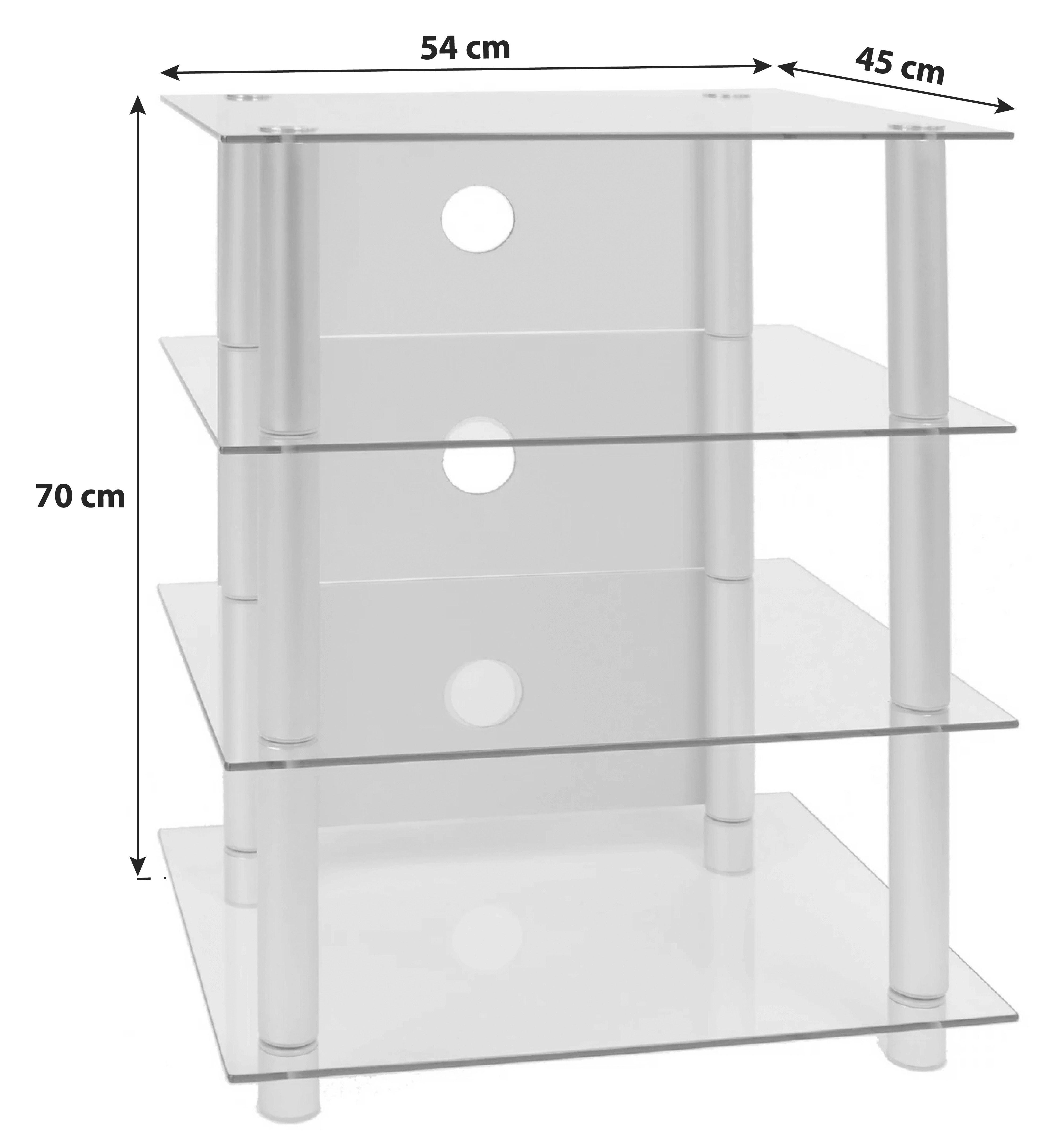 Phonotisch Blados ca. 54x70 cm Transpar./Silber - Silberfarben, KONVENTIONELL, Glas/Metall (54/70/45cm) - MID.YOU