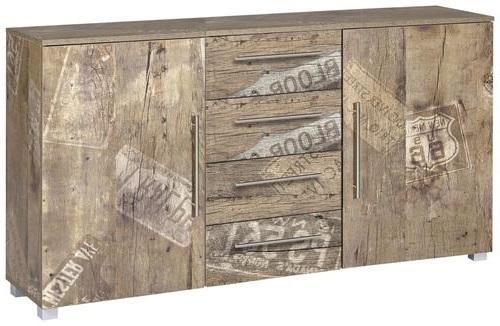 Kommode "Danu" , eiche - Eichefarben/Silberfarben, Basics, Holzwerkstoff/Kunststoff (180,5/81,4/35cm) - MID.YOU