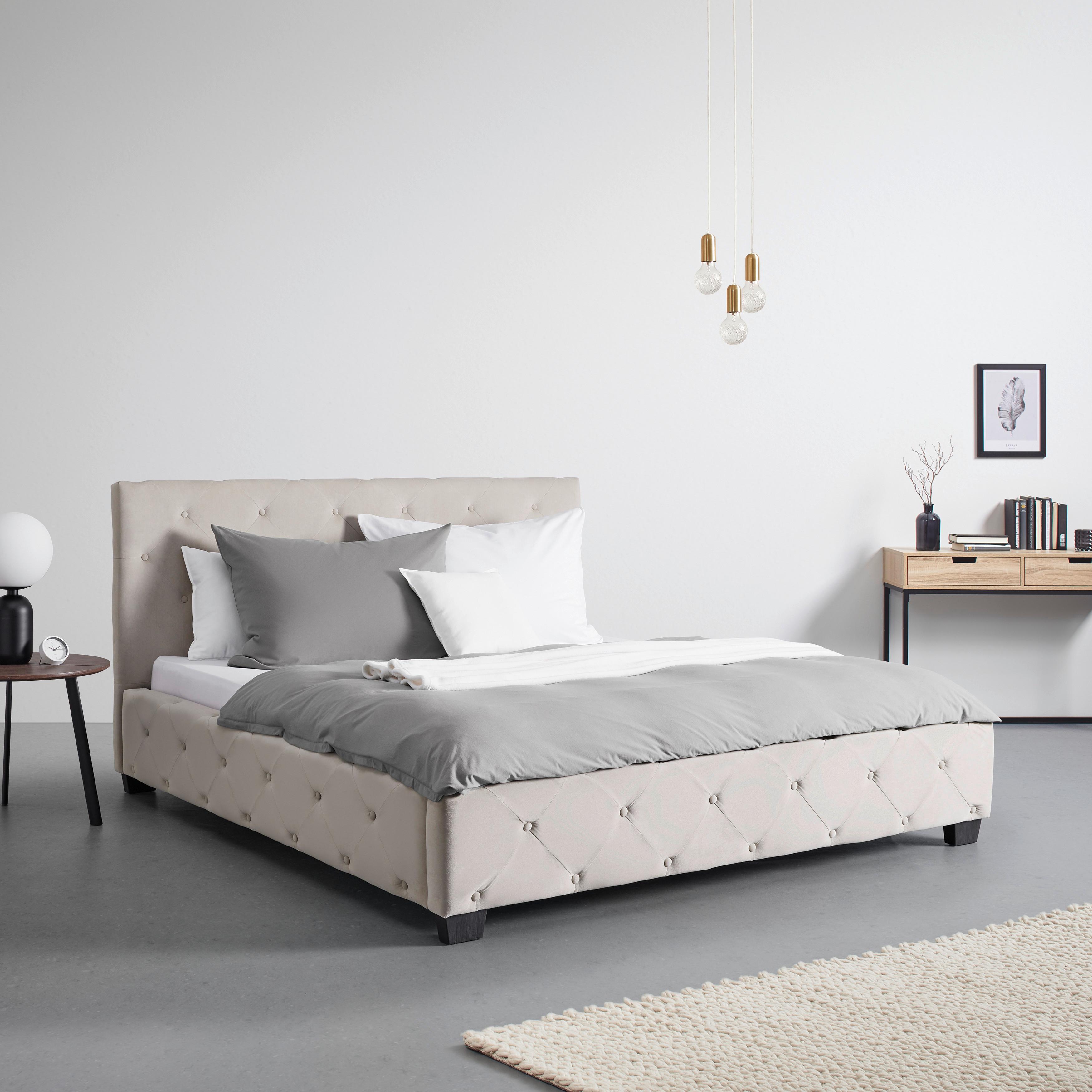 Kárpitozott Ágykeret Lina - taupe, Modern, textil/fa (180/200cm) - Bessagi Home