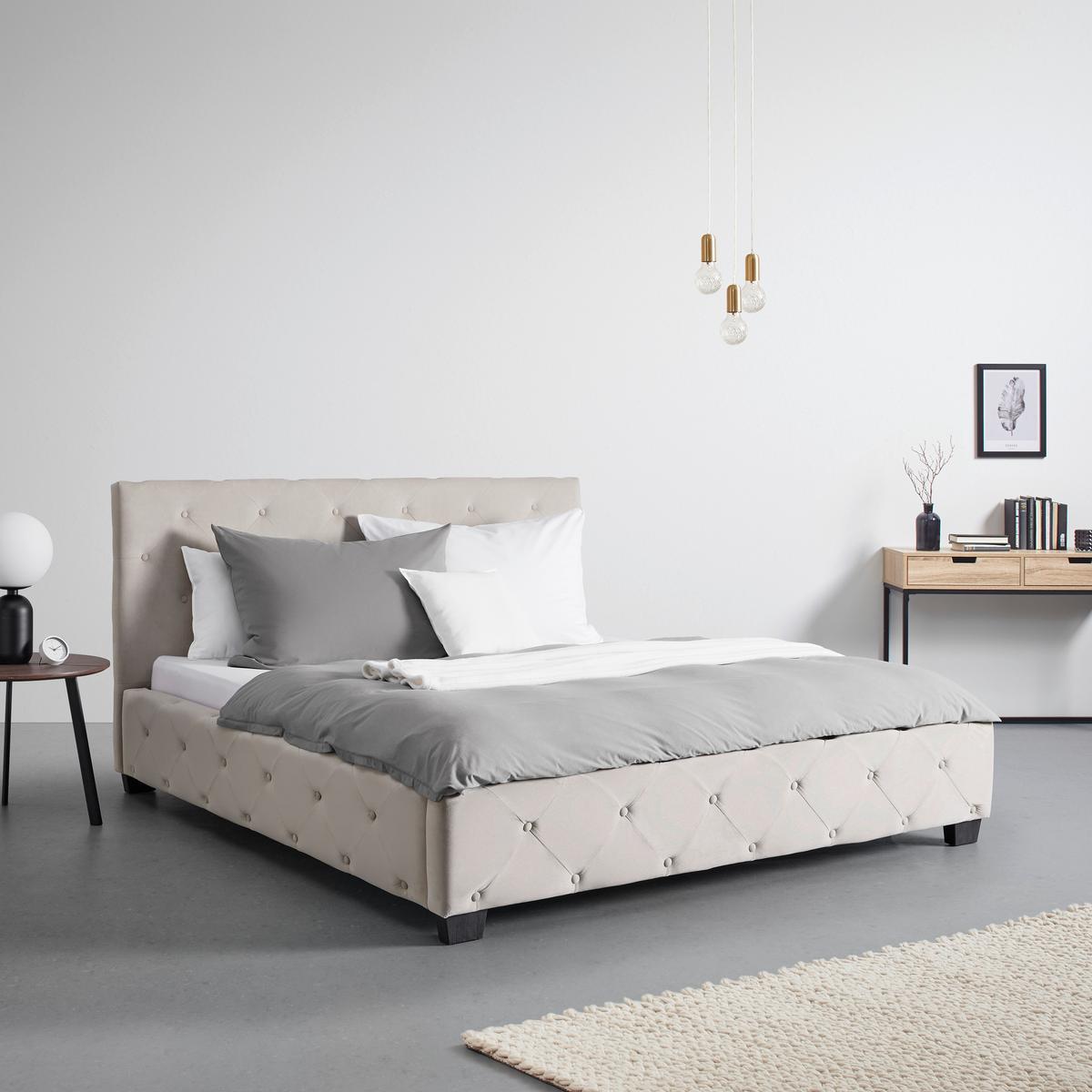 Kárpitozott Ágykeret Lina - taupe, Modern, textil/fa (180/200cm) - Bessagi Home