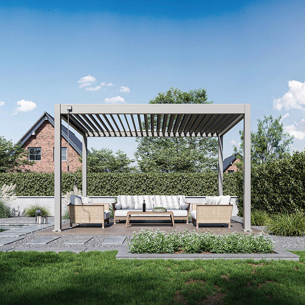 Pergola Trumpf, Biserna Barva, 3x4m - biserna, Basics, kovina (300/255/400cm) - Gardenson