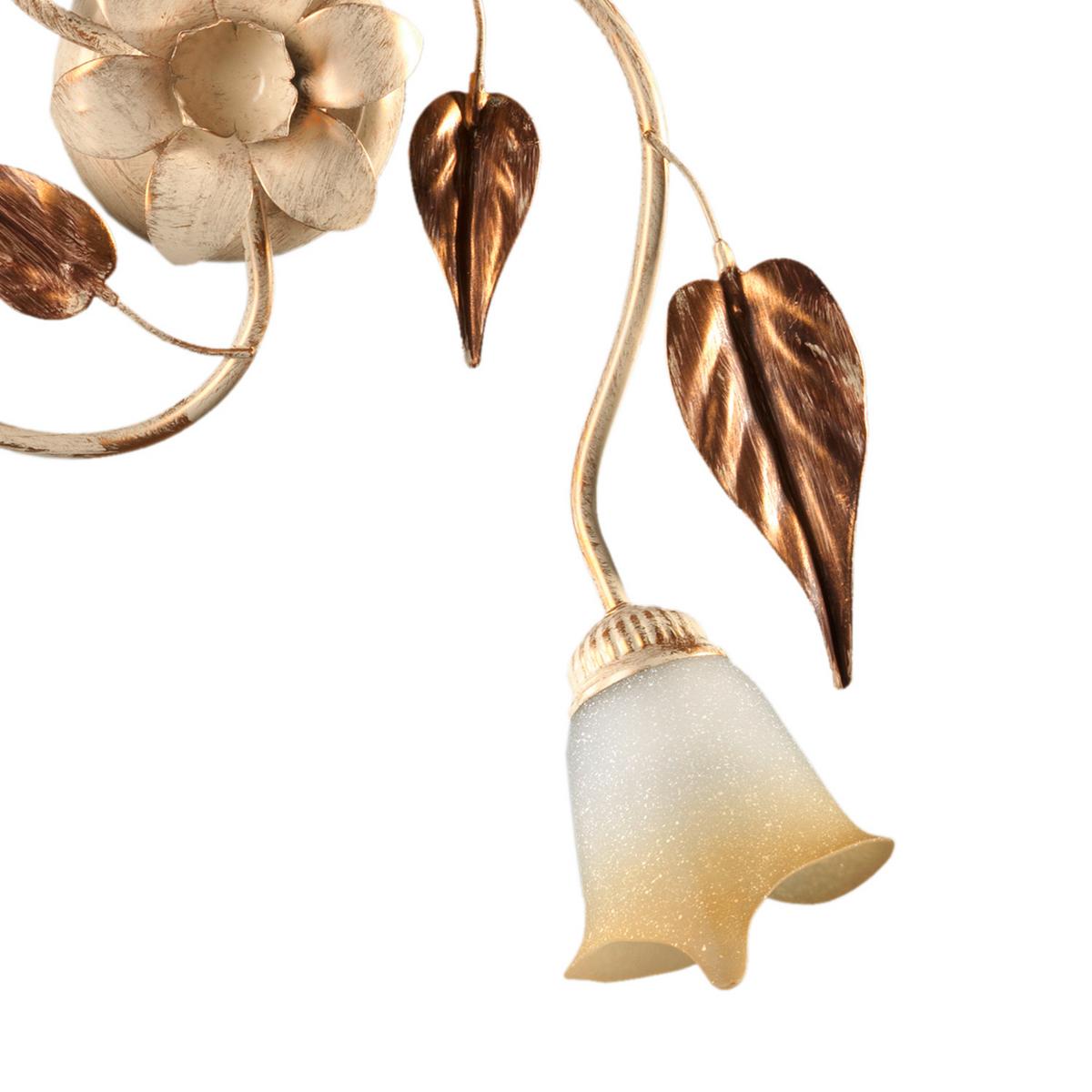 Deckenleuchte Vanda Weiß/Beige max. 6 Watt - Beige/Weiß, ROMANTIK / LANDHAUS, Glas/Metall (60/60/25cm)