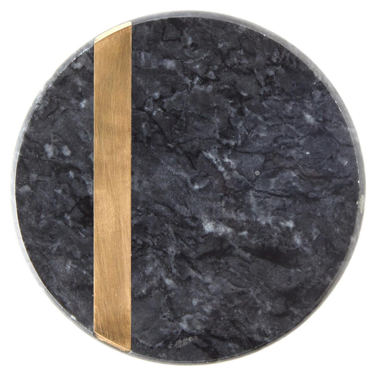 Untersetzer Glam in Schwarz Ø ca.10,2 - Goldfarben/Schwarz, MODERN, Stein/Metall (10,2/1cm) - Premium Living