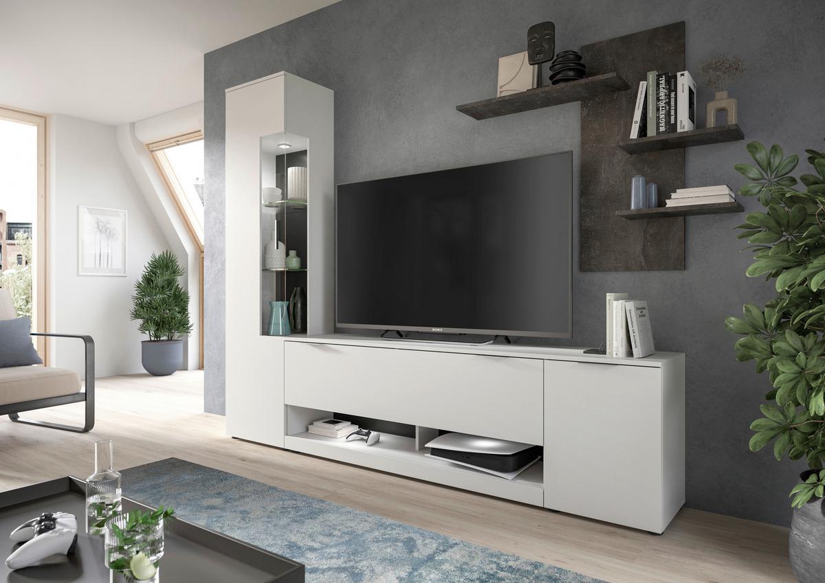 Dnevni Regal Ben - srebrne barve/siva, Design, umetna masa/steklo (250/190/35cm) - Livetastic