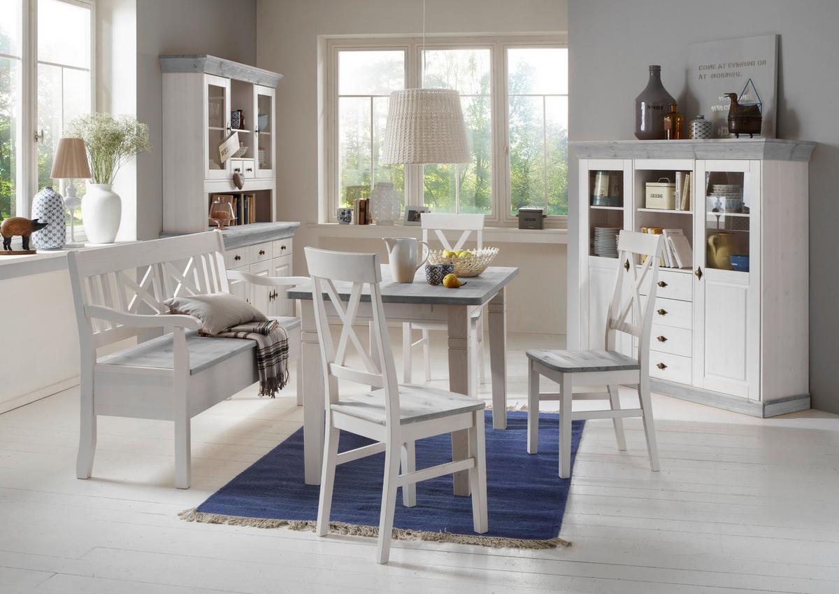 STÓŁ DO JADALNI BERGEN - biały/szary, Romantik / Landhaus, drewno (120/78/78cm) - Boxxx