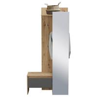 Garderobe Torino ca. 90x180 cm Eiche/Grau - Eiche Artisan/Grau, MODERN, Glas/Holzwerkstoff (90/180/39cm) - MID.YOU