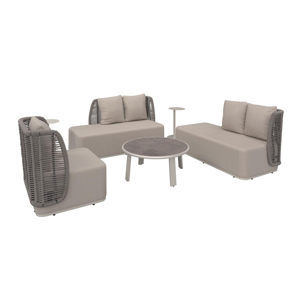 Gartenlounge Marino Hellgrau Textil/Metall - Dunkelgrau/Hellgrau, Modern, Kunststoff/Textil (153/81/76cm) - Bessagi Garden
