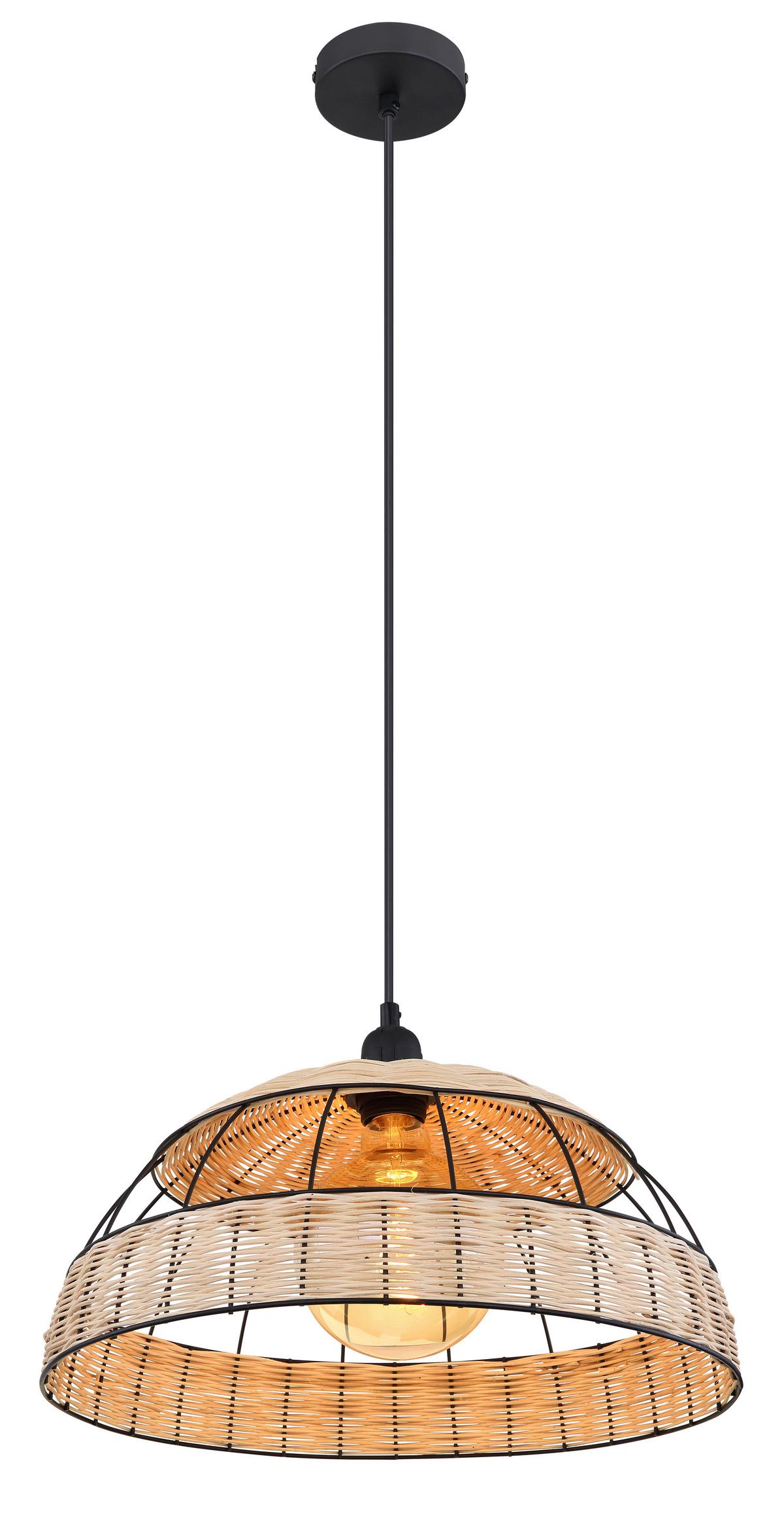 Hängeleuchte Strahler in Natur/Schwarz max. 60 Watt - Schwarz/Naturfarben, Natur, Kunststoff/Metall (40/120cm) - Globo