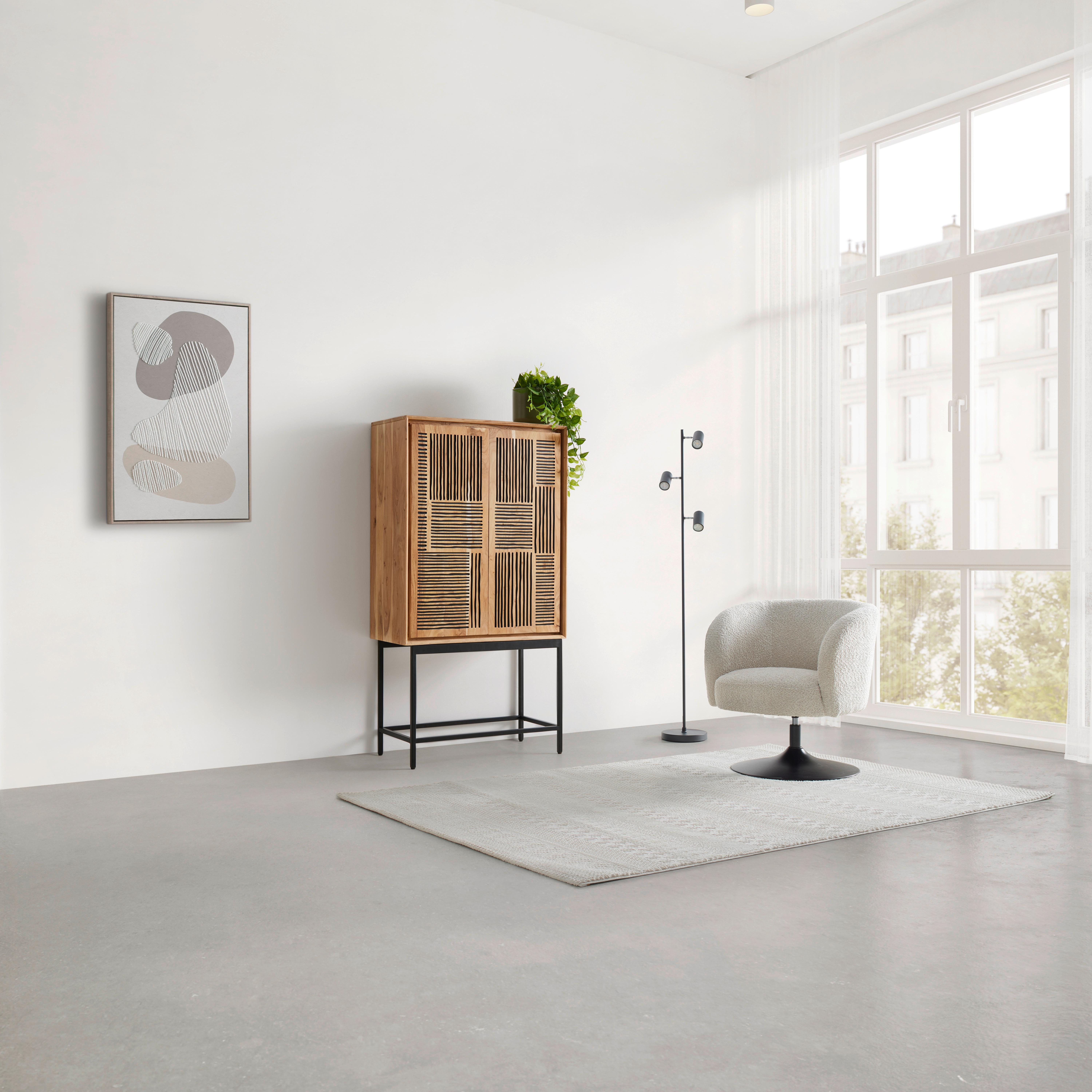 Highboard Tarim Schwarz/Akaziefarben - Schwarz/Akaziefarben, LIFESTYLE, Holz/Metall (80/150/40cm) - Mömax