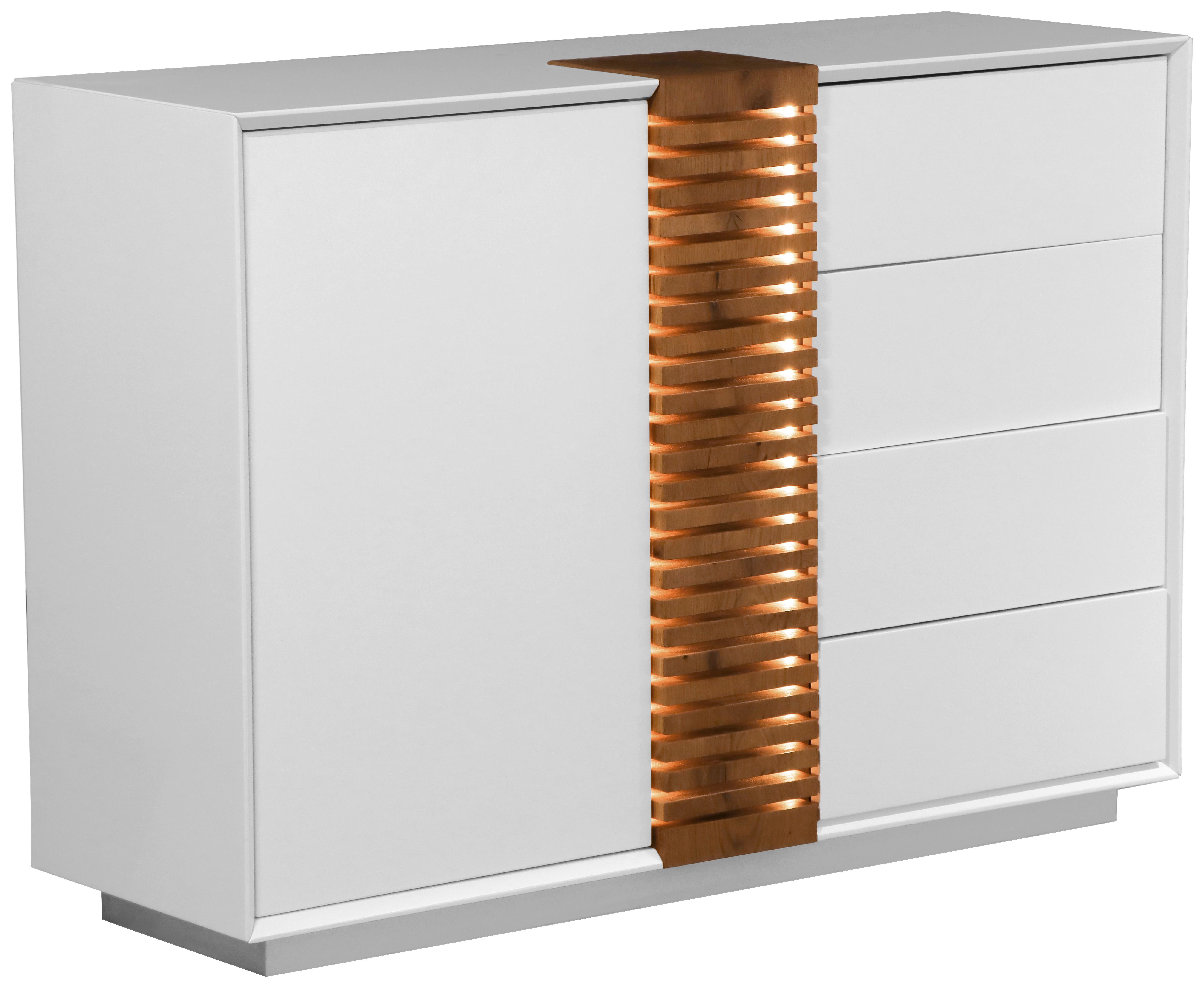 SIDEBOARD GIOVANNI - vit/ekfärgad, Modern, trämaterial/trä (120/85,5/40cm) - Premium Living