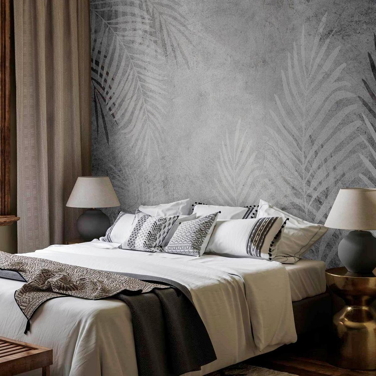 Fototapeta Palm Trees In The Dark, 150x105cm - temno siva/sivobela, Trendi, tekstil (150/105cm) - artgeist