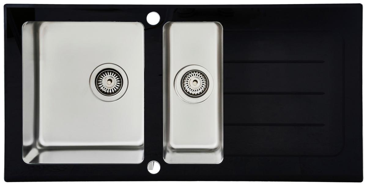 Pomivalno Korito New York, 100x50cm - črna, Trend, kovina/steklo (100/21/50cm) - Respekta