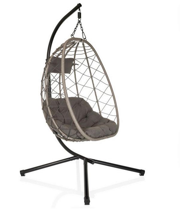 Viseči Stol Cocova, Črna, Siva - siva/črna, Moderno, kovina/umetna masa (98/188/114cm) - MID.YOU