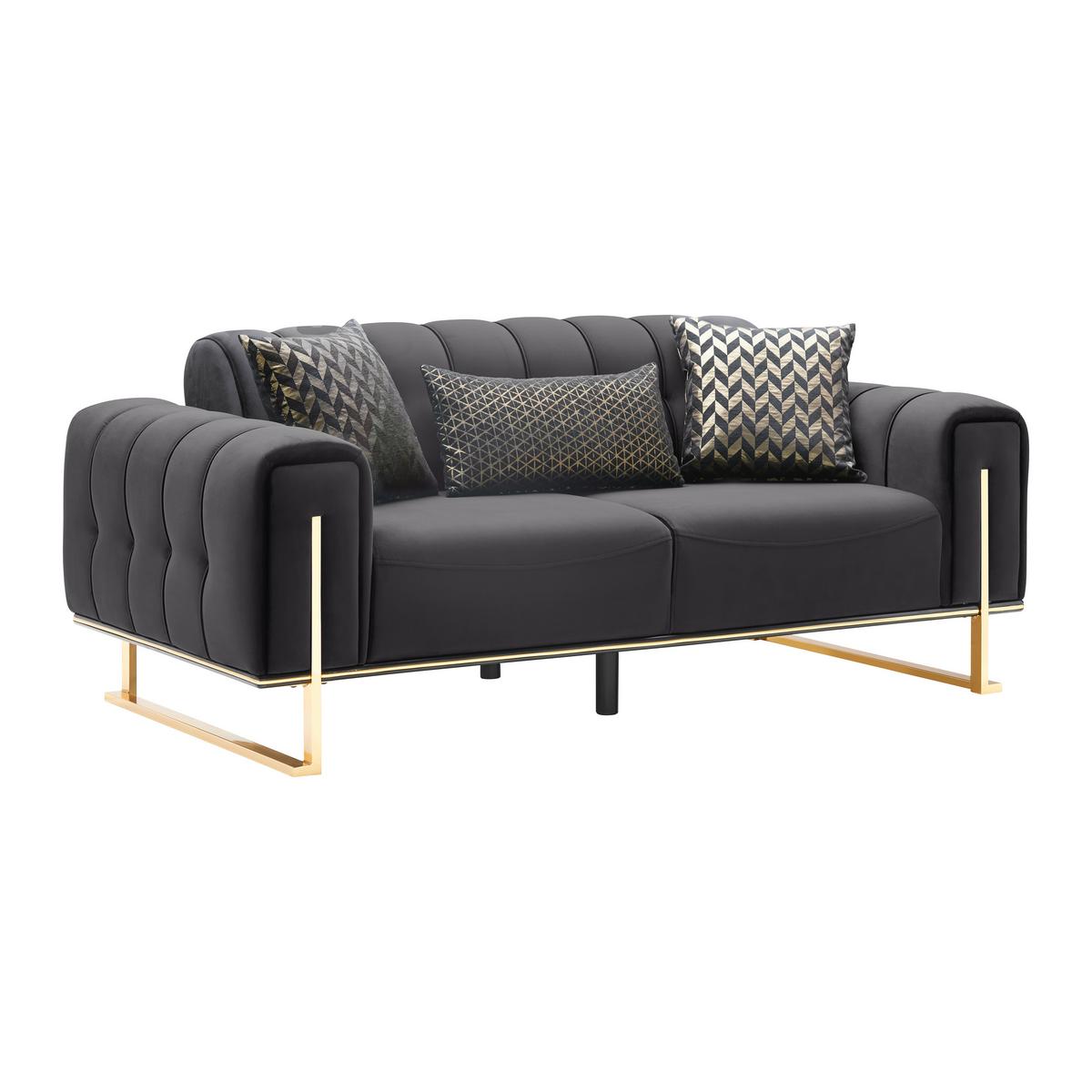 2-Sitzer-Sofa Aile in Schwarz/Goldfarben - Goldfarben/Schwarz, LIFESTYLE, Textil (190/80/90cm) - Based