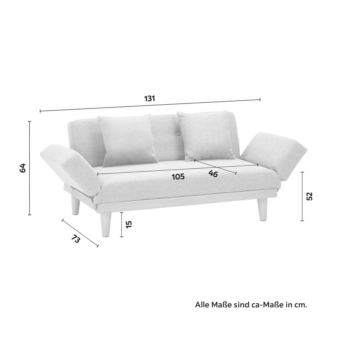 SOFA Z FUNKCJĄ SPANIA JOLA - kolor naturalny/jasnoszary, Modern, tkanina/drewno (131/64/73cm) - Bessagi Home