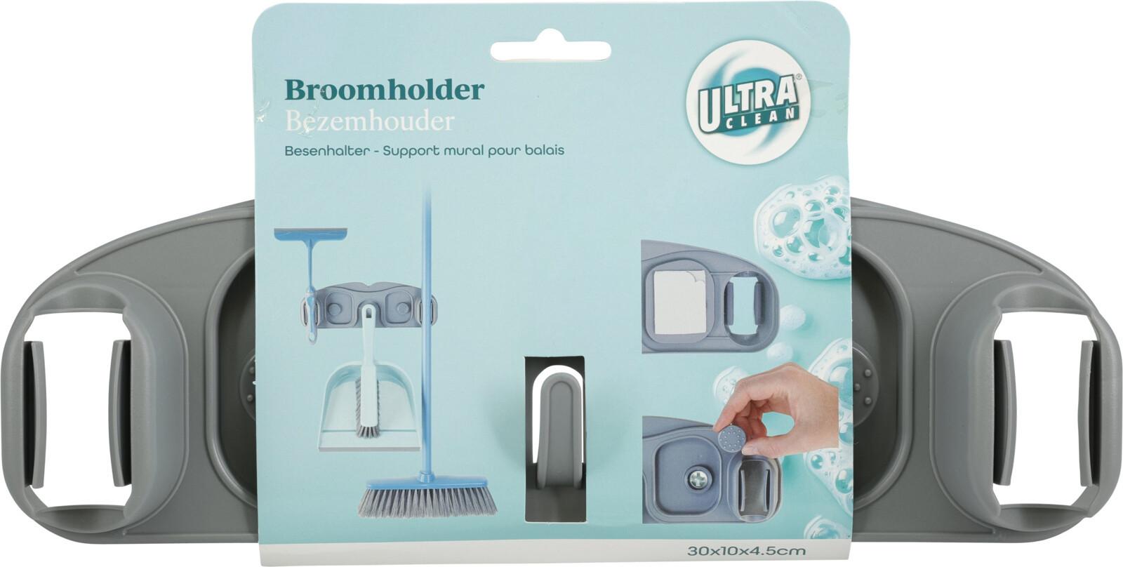 Fali Tartó Broom - szürke, műanyag (30/10/4,5cm)