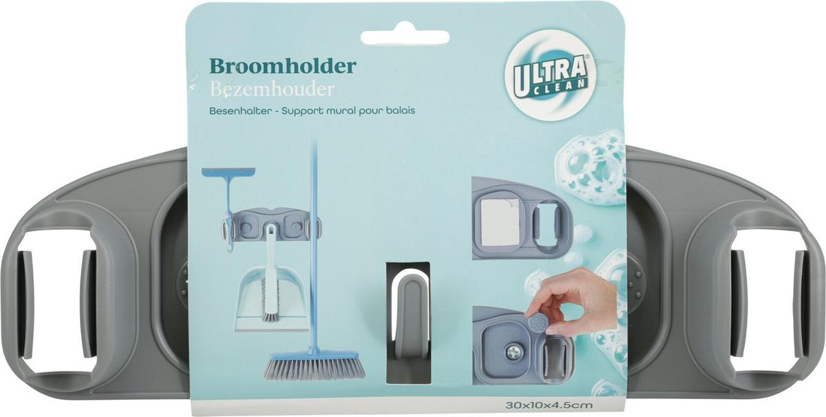 Fali Tartó Broom - szürke, műanyag (30/10/4,5cm)