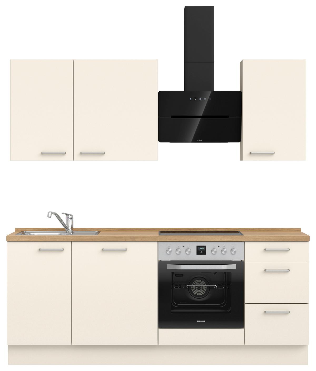 Küchenleerblock Touch High o. Geräte Magnolie - Edelstahlfarben/Eichefarben, MODERN, Holzwerkstoff/Metall (210cm) - Nobilia