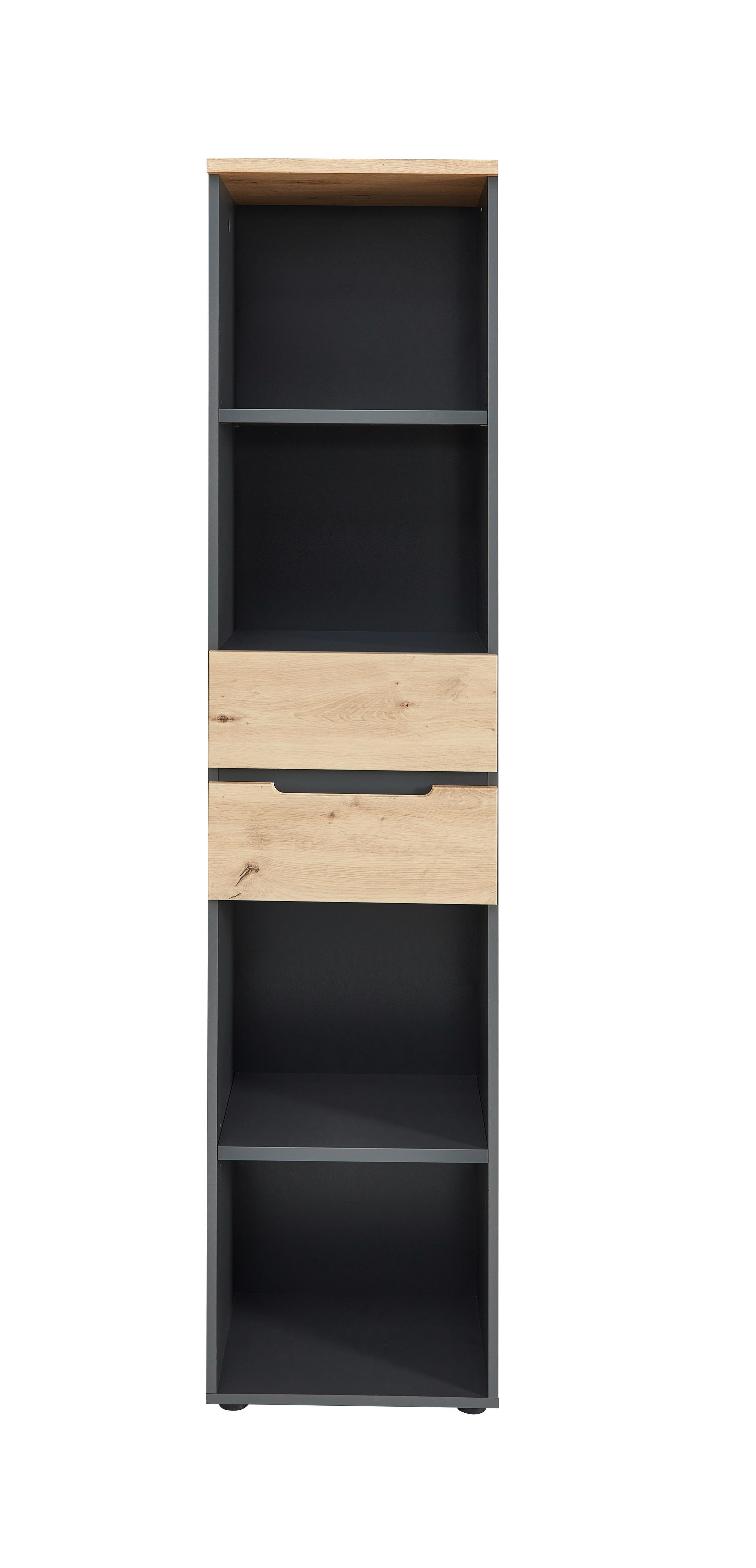 Regalkombination Memphis in Eiche Artisan/Graphitfarben - Graphitfarben/Eiche Artisan, Modern, Holzwerkstoff (45/197/38cm) - Premium Living