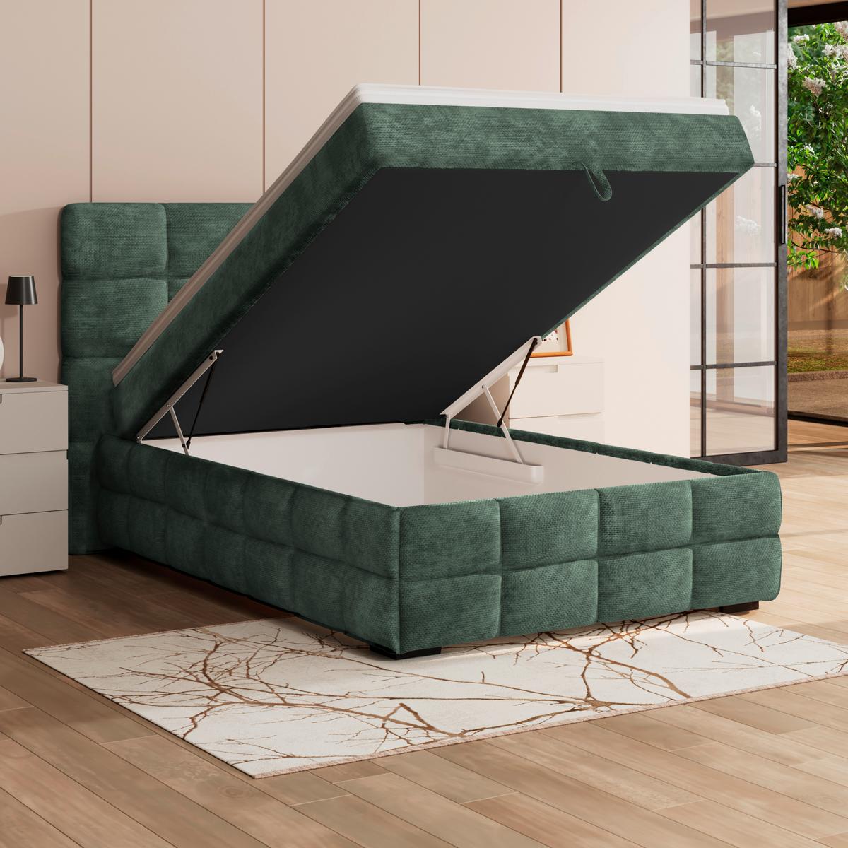 PAT BOX VEGA - verde, Trend, lemn/textil (140/200cm) - Modern Living