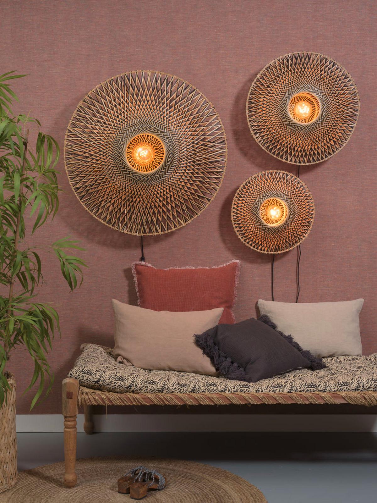 Wandleuchte Bali in Schwarz/Braun max. 40 Watt - Hellbraun/Schwarz, Design, Naturmaterialien/Metall (60/15cm) - Good & Mojo