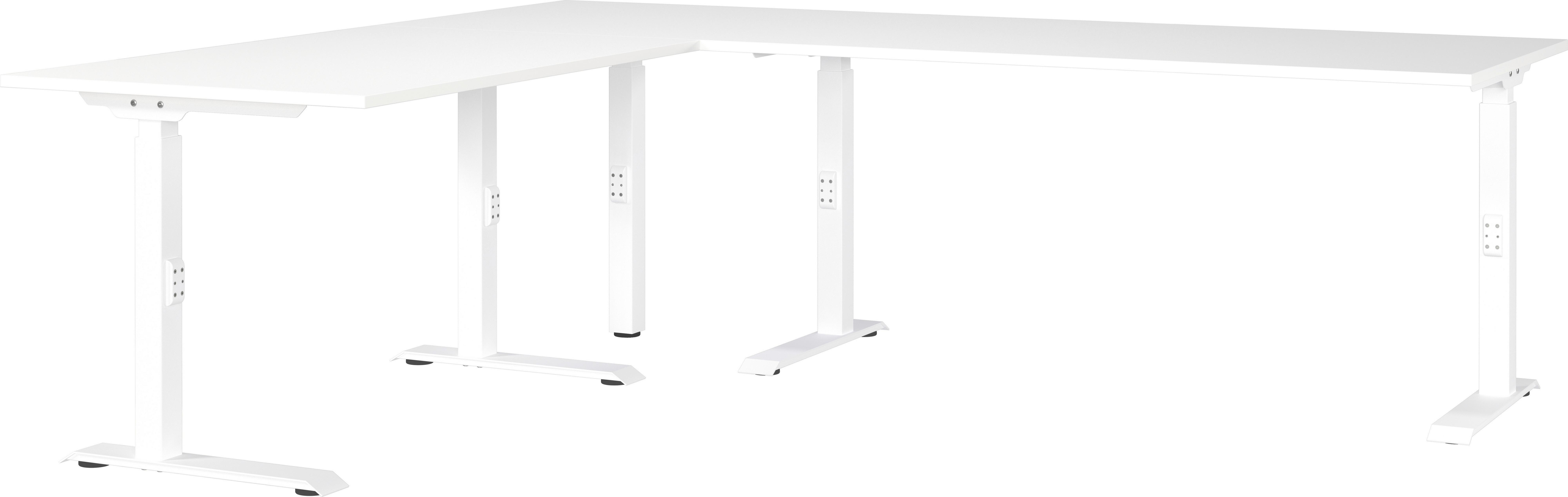 Eckschreibtisch Ribera in Weiss - Weiss, Modern, Holzwerkstoff/Metall (240/68-91/200cm) - Premium Living