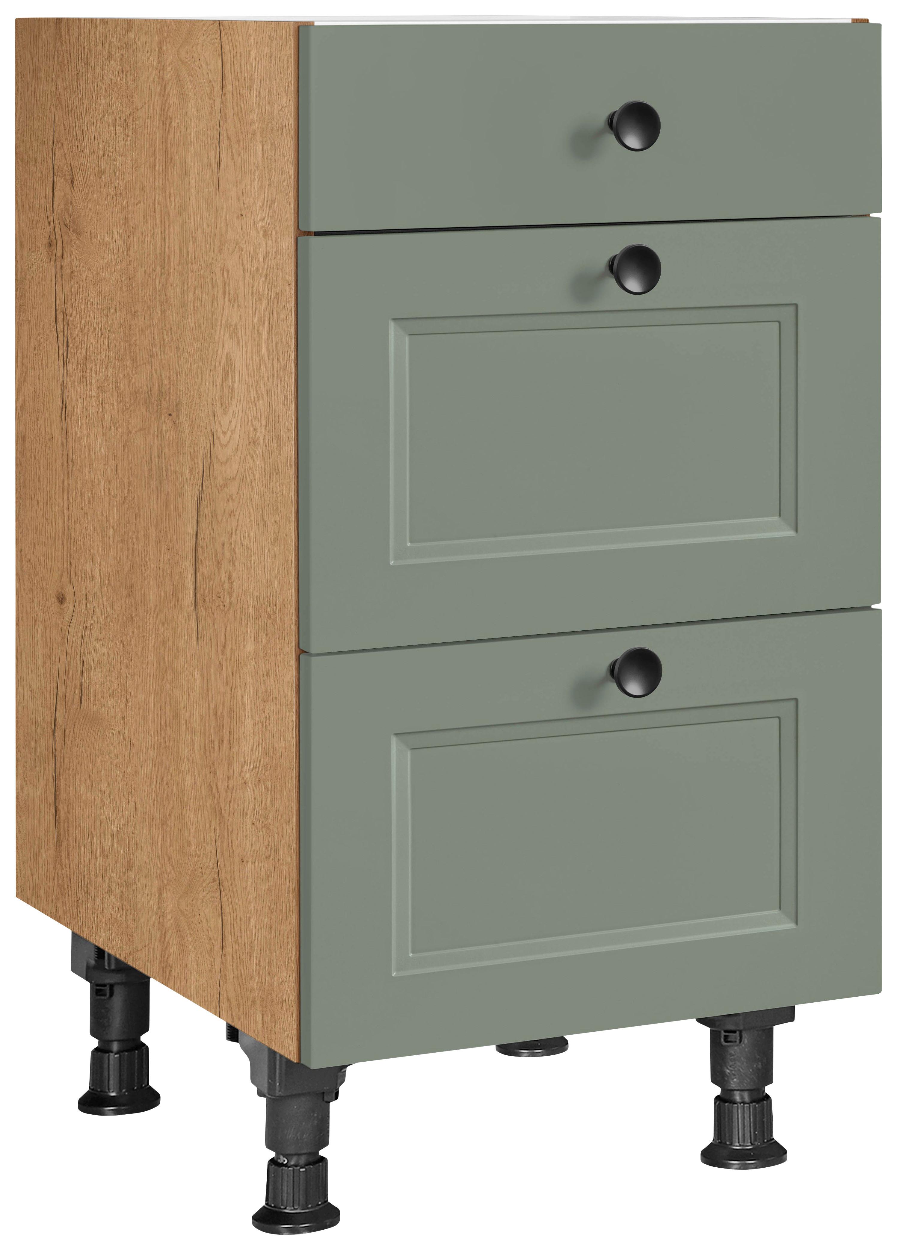 Schubkastenunterschrank Cascada Grün - Eichefarben/Schwarz, MODERN, Holzwerkstoff/Metall (45/87/56cm) - Nobilia